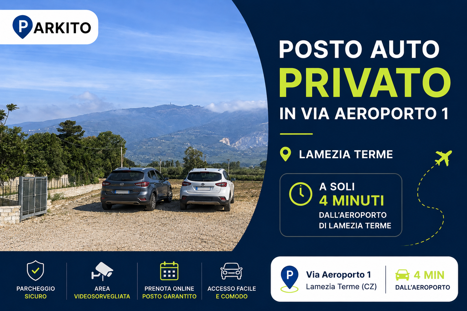 Posto auto privato in Via Aeroporto 1 a 4 minuti dall'aeroporto di Lamezia Terme