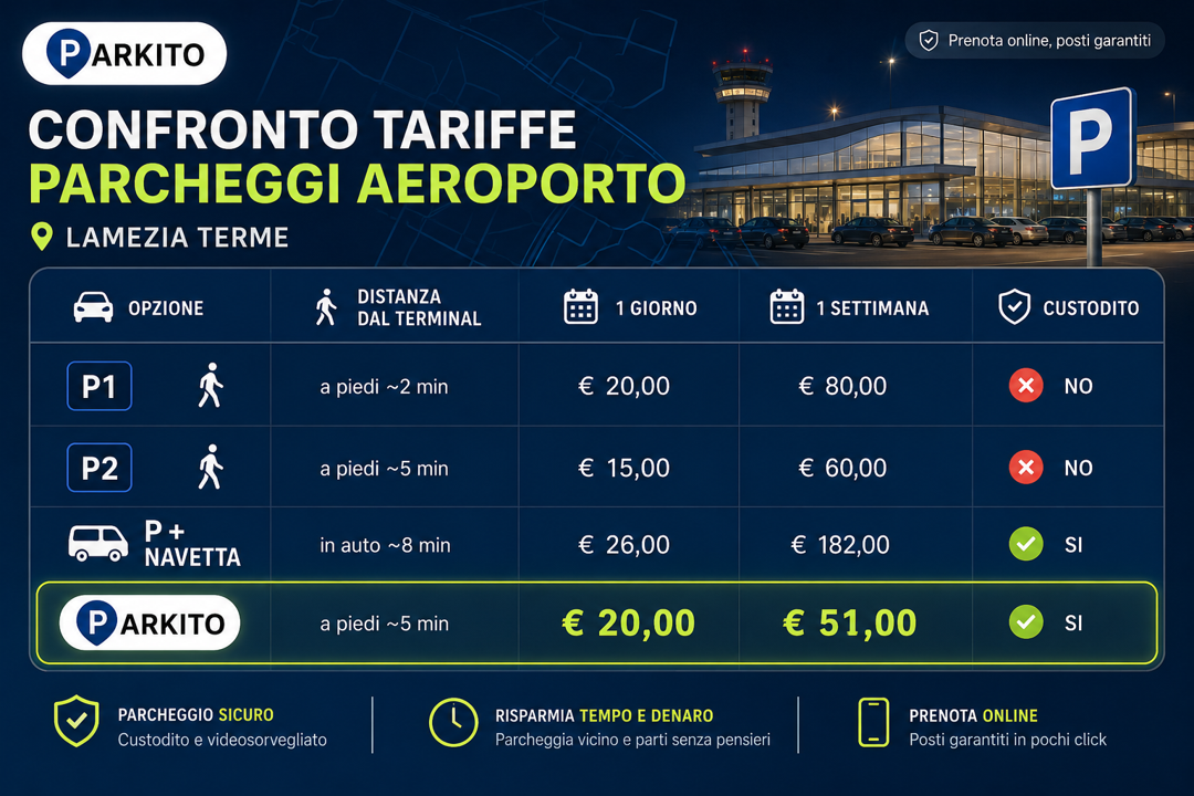 Confronto tariffe parcheggi aeroporto Lamezia Terme